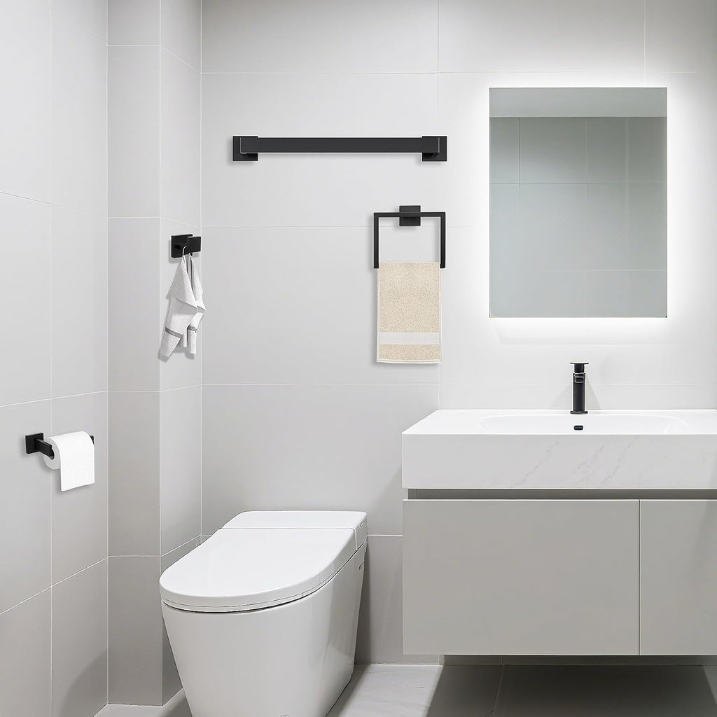 JOPOFI 10 Piece Towel Bar Set - 15.7Inch Bath Towel Holder - Matte Black