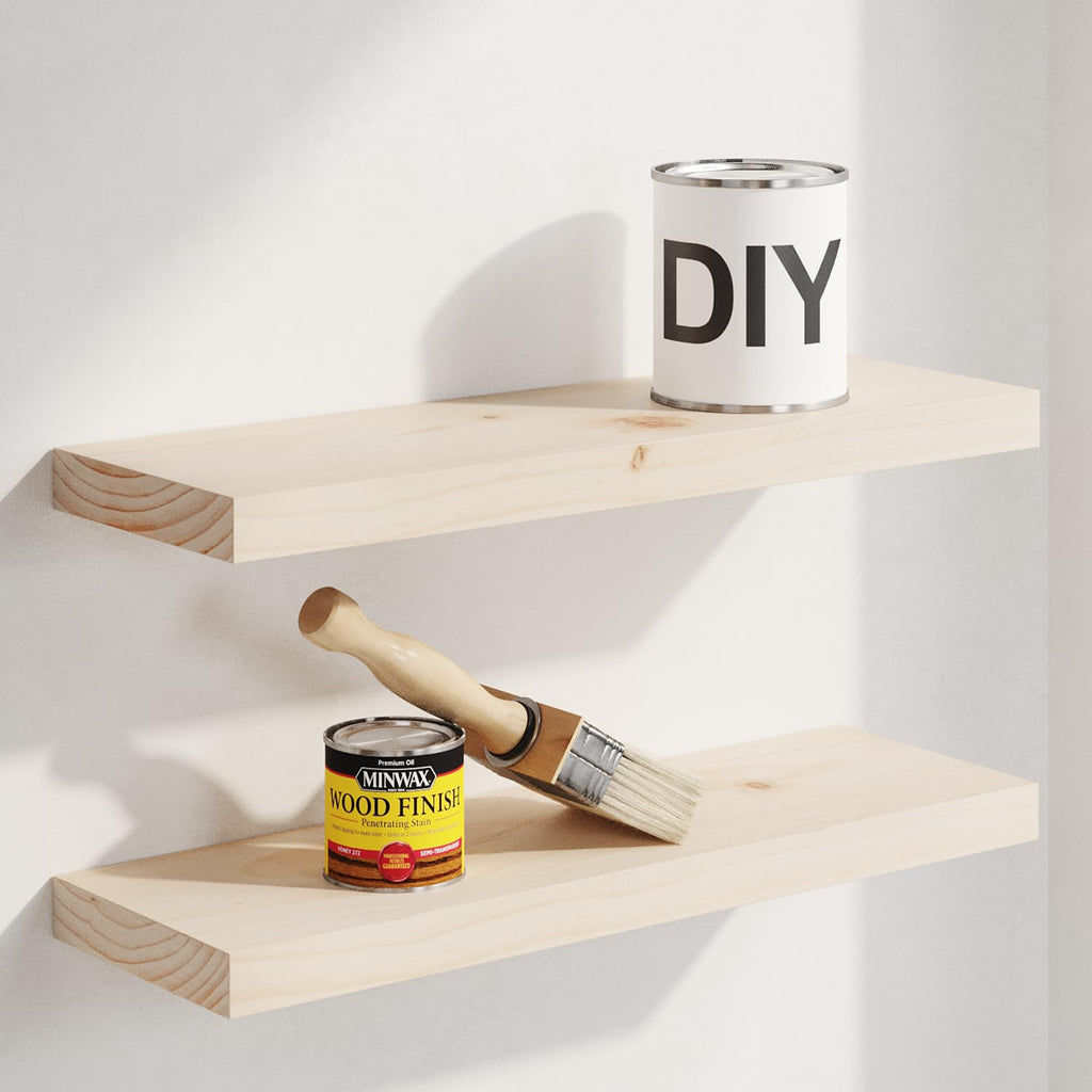 Homeforia 24 Inch Floating Shelves, High-End Solid Pine Wood, Set of 2