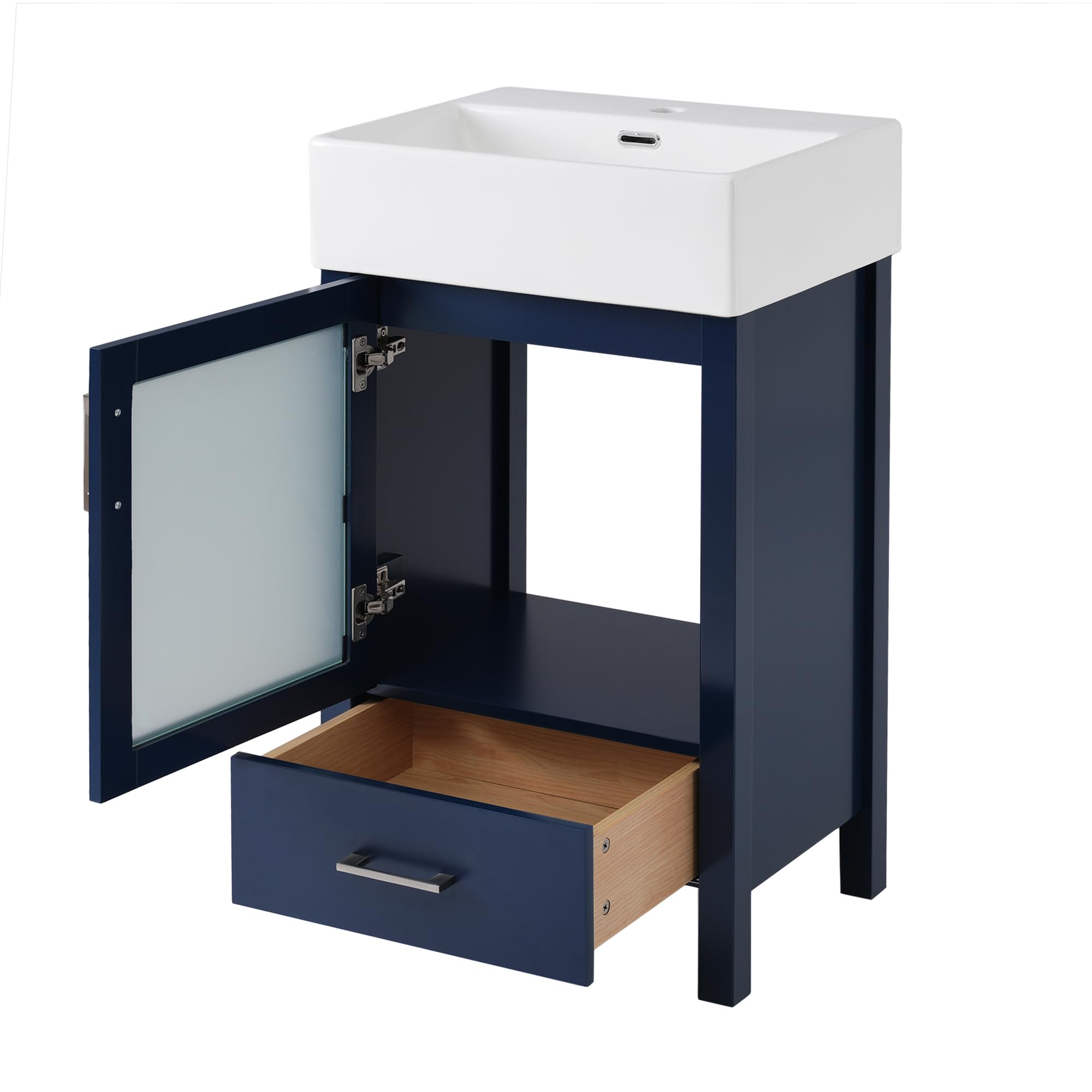 Virubi 20 in Small Bathroom Vanity with Sink, Soft Closing Door,Tilt-Out Drawer and Adjustable Shelf,Solid Wood Frame Modern Single Bathroom Sink Cabinet with Storage, Freestanding, Natural Wood