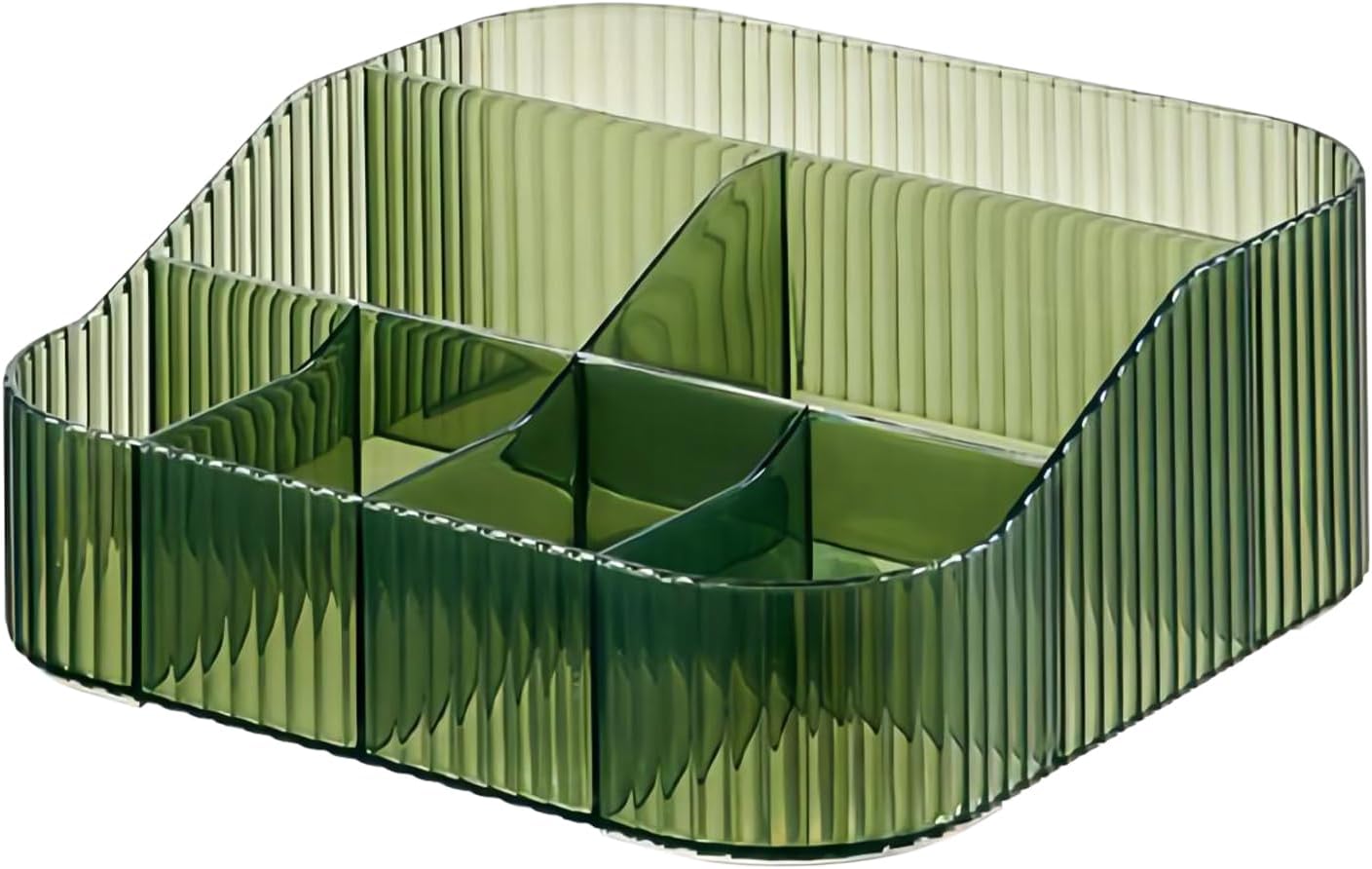 DASITON Large Capacity Makeup Brush Holder,8 Slot Makeup Brush Cup,Vintage striped Make Up Brush Holder,for Vanity Decor,Bathroom Countertops,Desk Storage Container,Cosmetic Display cases(Green-XL)