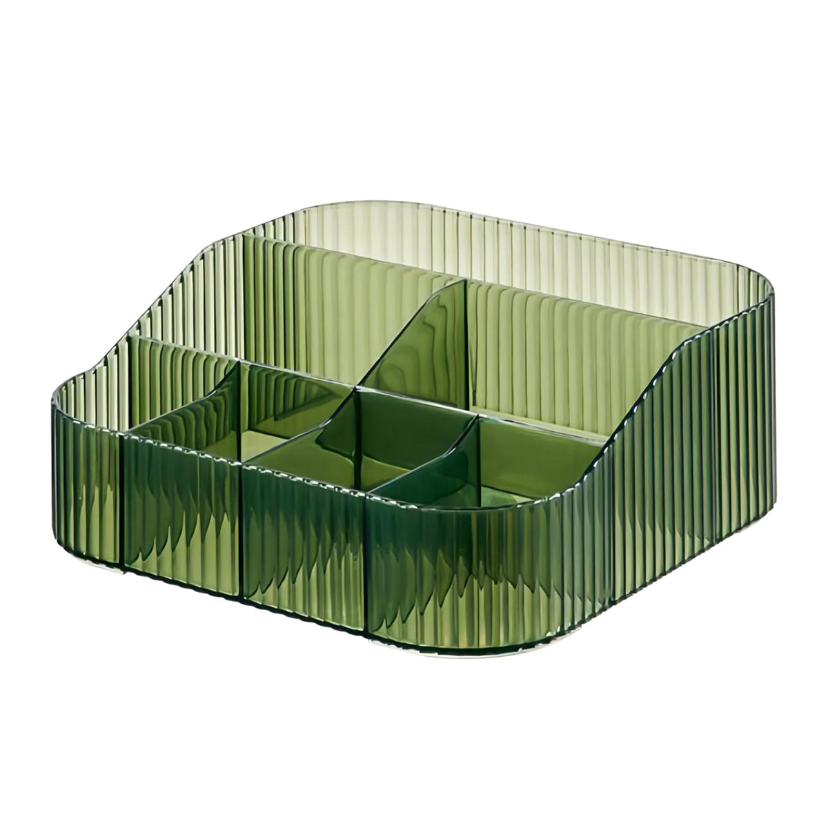 DASITON Large Capacity Makeup Brush Holder,8 Slot Makeup Brush Cup,Vintage striped Make Up Brush Holder,for Vanity Decor,Bathroom Countertops,Desk Storage Container,Cosmetic Display cases(Green-XL)