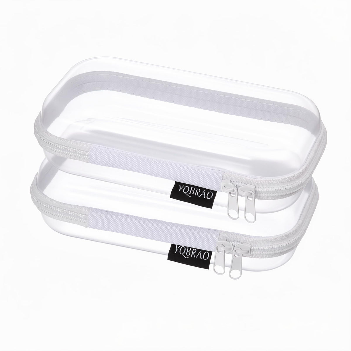 YQBRAO 3-Piece Clear Hard Shell Zipper Case Set, 1L 1M 1S, Pink