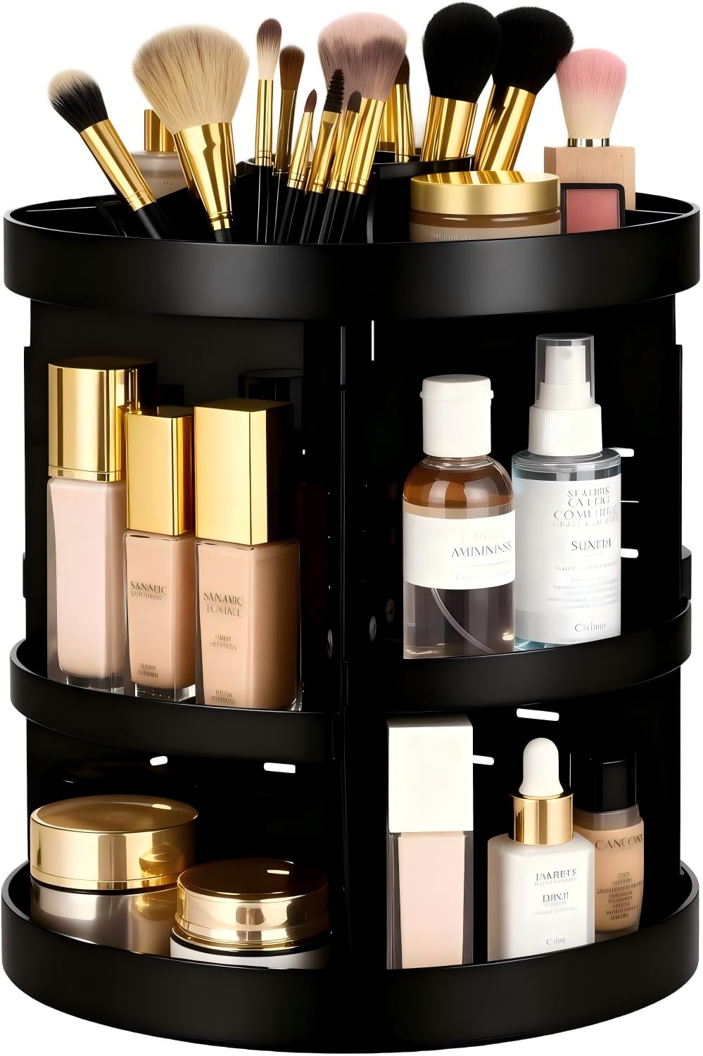 HBlife 360 Rotating Makeup Organizer Adjustable Carousel Large Capacity Revolving Perfume Organizer Skincare Organizers Cosmetic Storage Spinning Holder for Vanity, Clear