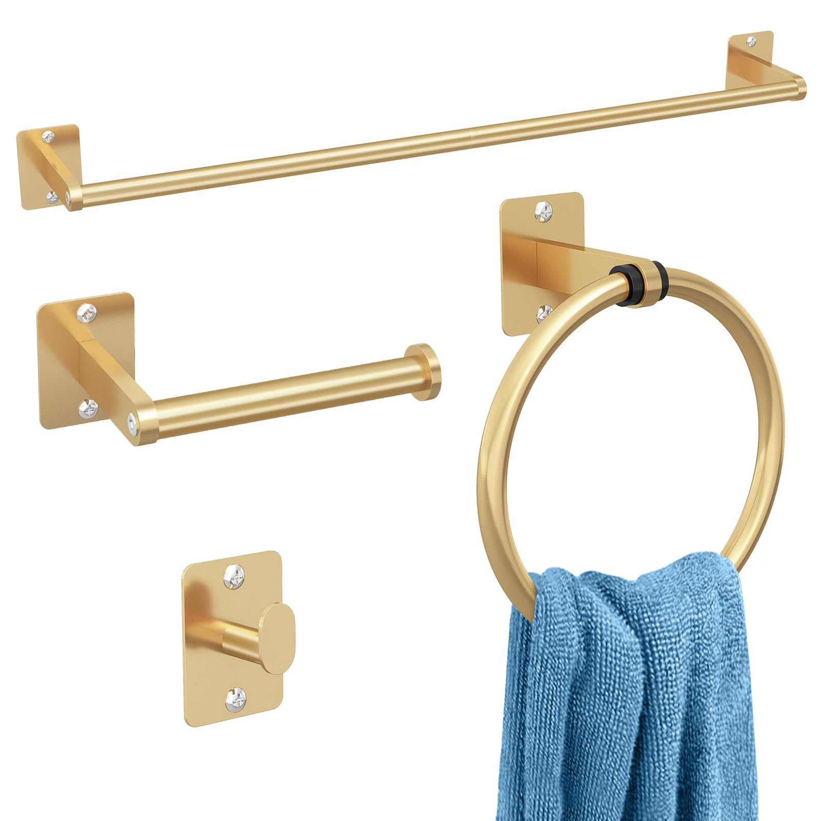 KLJKPA Black Bathroom Accessories Set, 4-Piece Bathroom Hardware Set