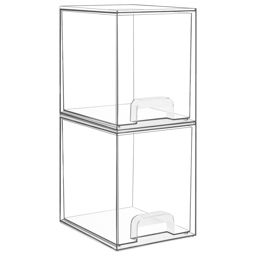 Vtopmart Clear Stackable Storage Drawers, 2 Pack Wide Plastic Organizers