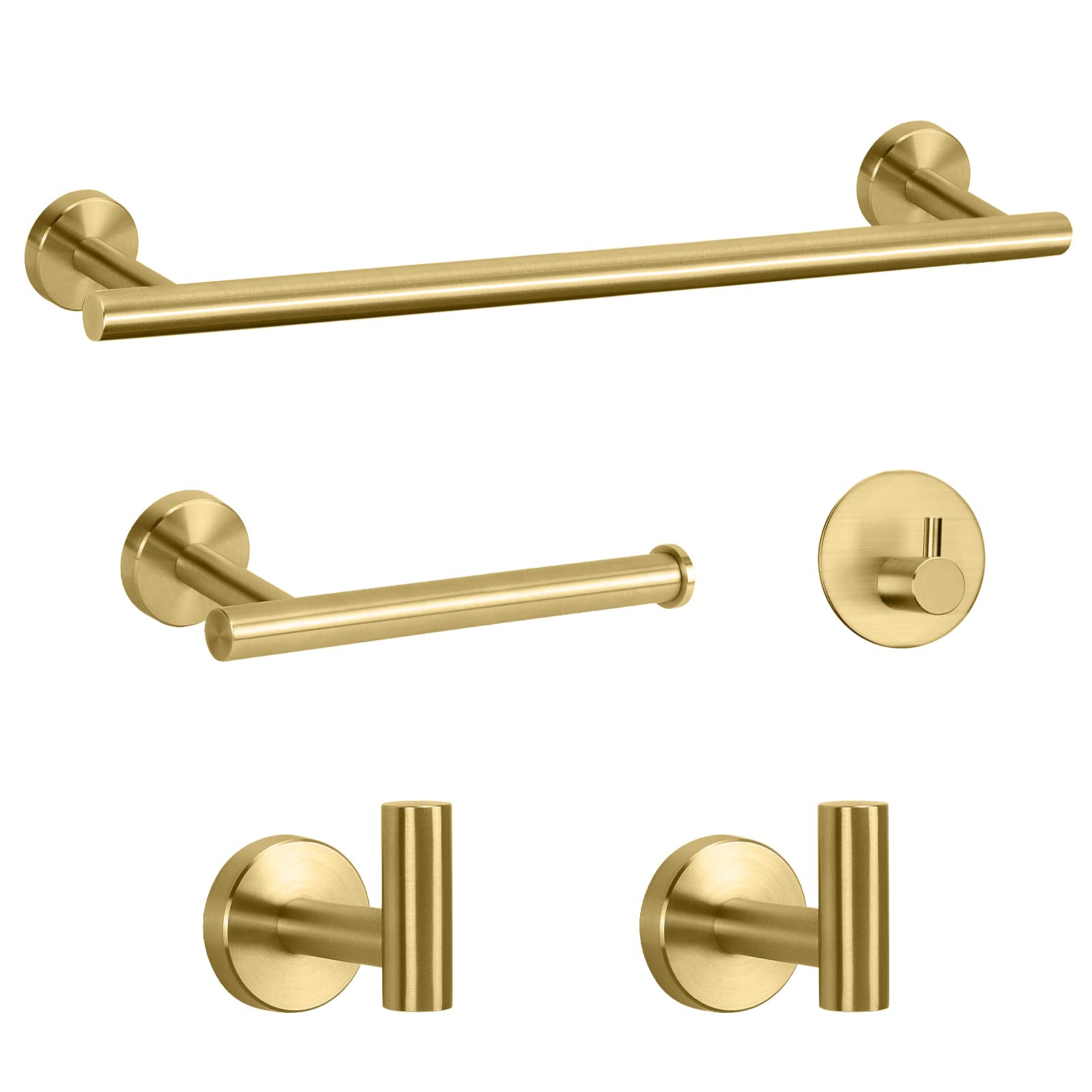 NearMoon Bathroom Hardware Set SUS 304 Thicken Stainless Steel-Towel Bar Set Include 16" Towel Rod, Toilet Paper Holder, Multifunctional Hooks Bathroom Accessories (Brushed Nickel, 5 Pcs)