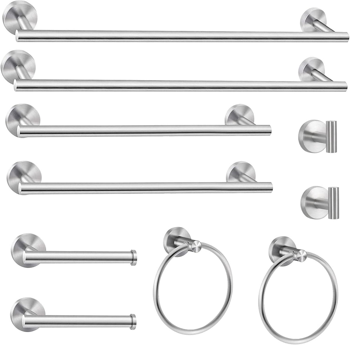 Cilee 10 Piece Brushed Nickel Bathroom Hardware Set, 24" 16" Towel Bar Set