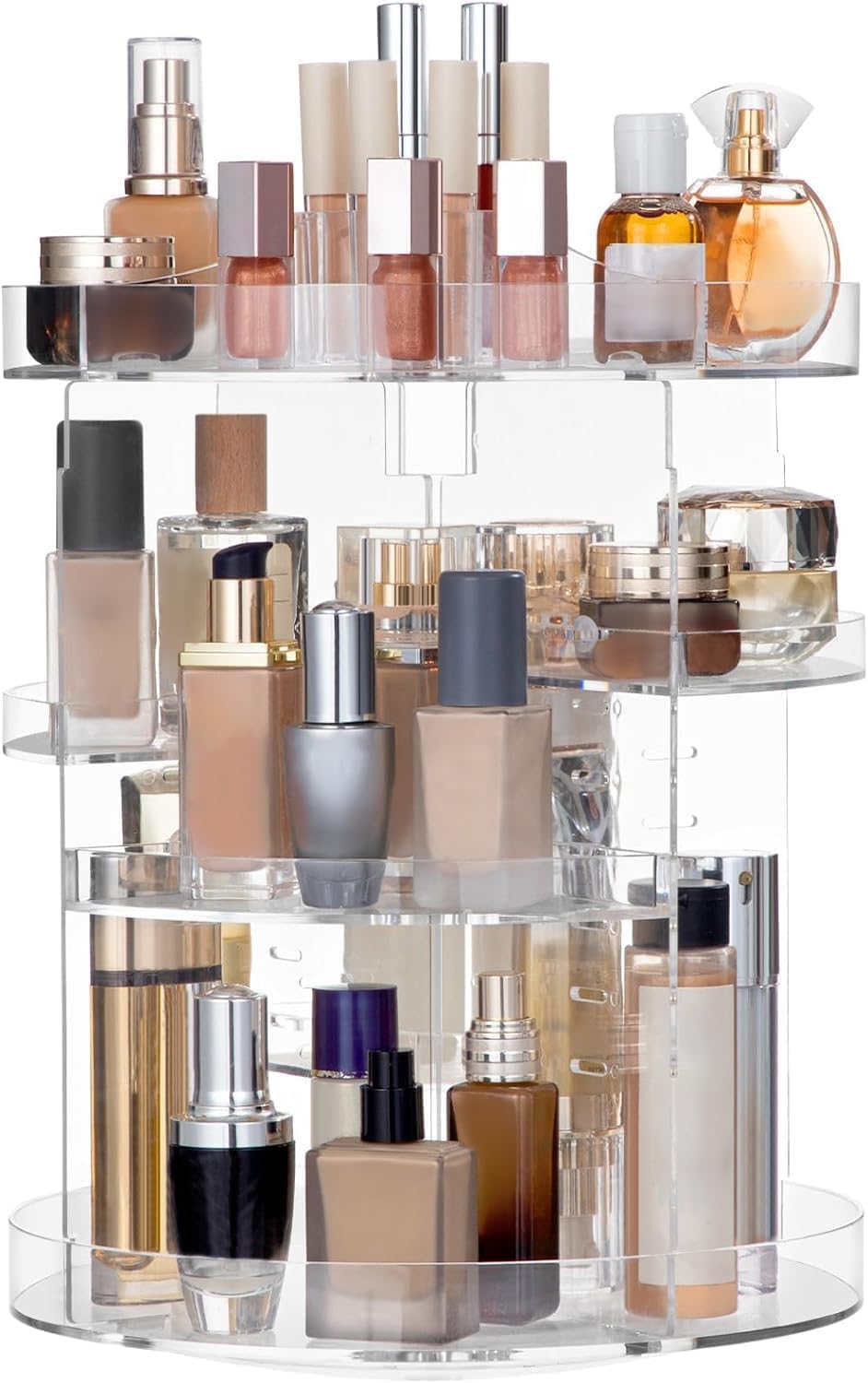 HBlife 360 Rotating Makeup Organizer Adjustable Carousel Large Capacity Revolving Perfume Organizer Skincare Organizers Cosmetic Storage Spinning Holder for Vanity, Clear