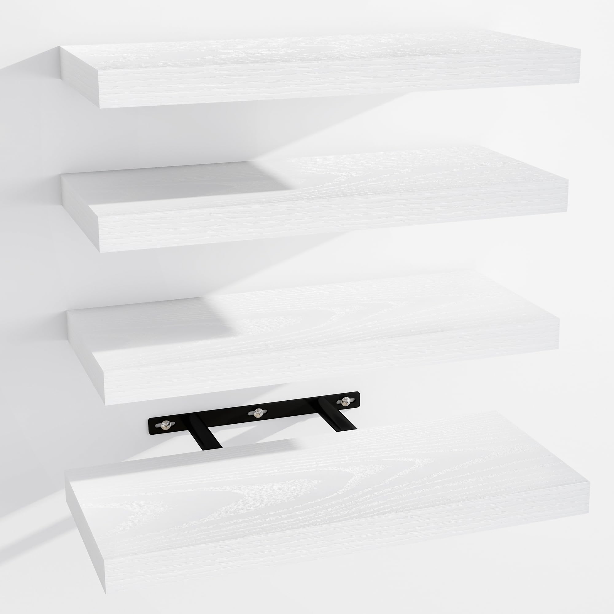 Venusmiles Bathroom Floating Shelves for Wall, 15" Wall Mounted Shelves with Invisible Brackets, 4 Small Wood Floating Wall Shelf Shelves for Living Room, Bedroom, Kitchen, Bathroom (Oak)