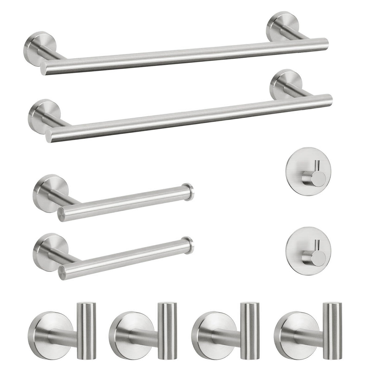 NearMoon Bathroom Hardware Set SUS 304 Thicken Stainless Steel-Towel Bar Set Include 16" Towel Rod, Toilet Paper Holder, Multifunctional Hooks Bathroom Accessories (Brushed Nickel, 5 Pcs)