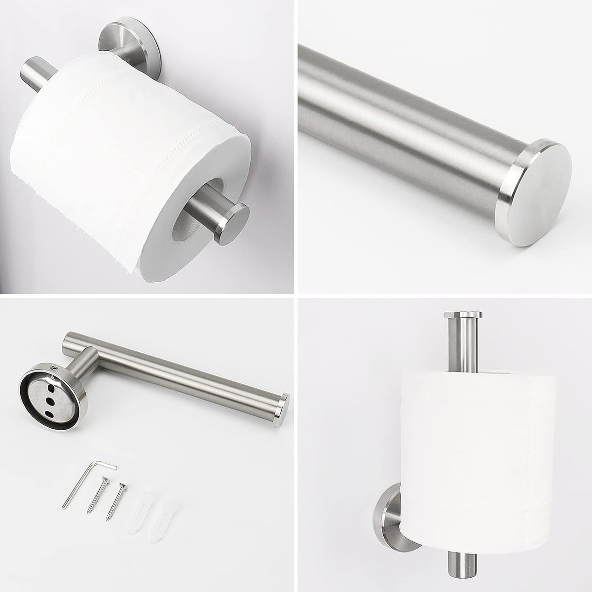 NearMoon 2 Pieces Bathroom Hardware Accessories, Towel Ring and Toilet Paper Holder- Stainless Steel Bath Towel Hanger and Hand Towel Holder, Wall Mounted (Brushed Nickel)