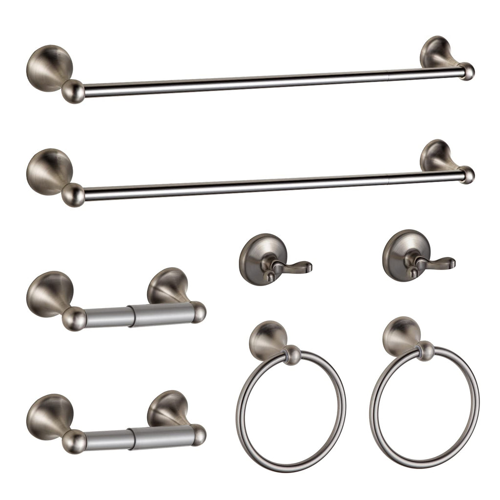 BGL Bathroom Accessory Set, Matte Black Adjustable Expandable Towel Bar 4-Piece Bathroom Hardware Set Wall Mounted Robe Hook Toilet Paper Holder Towel Ring Towel Bar