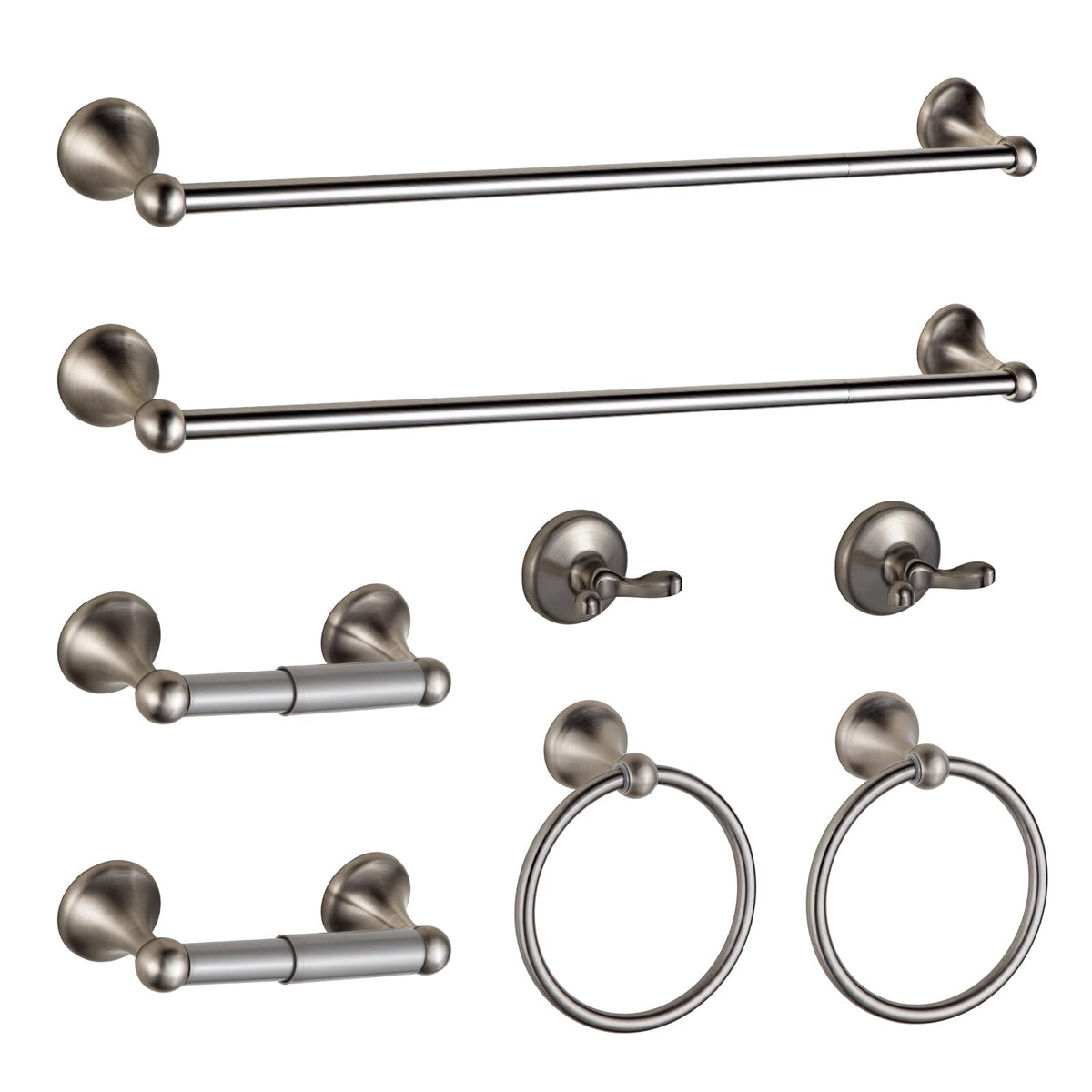 BGL Bathroom Accessory Set, Matte Black Adjustable Expandable Towel Bar 4-Piece Bathroom Hardware Set Wall Mounted Robe Hook Toilet Paper Holder Towel Ring Towel Bar