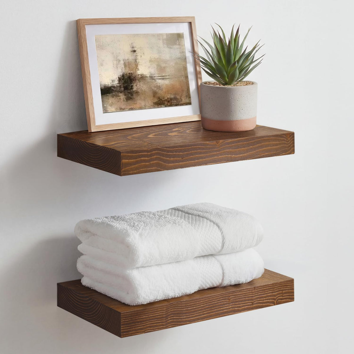Homeforia 24 Inch Floating Shelves, High-End Solid Pine Wood, Set of 2