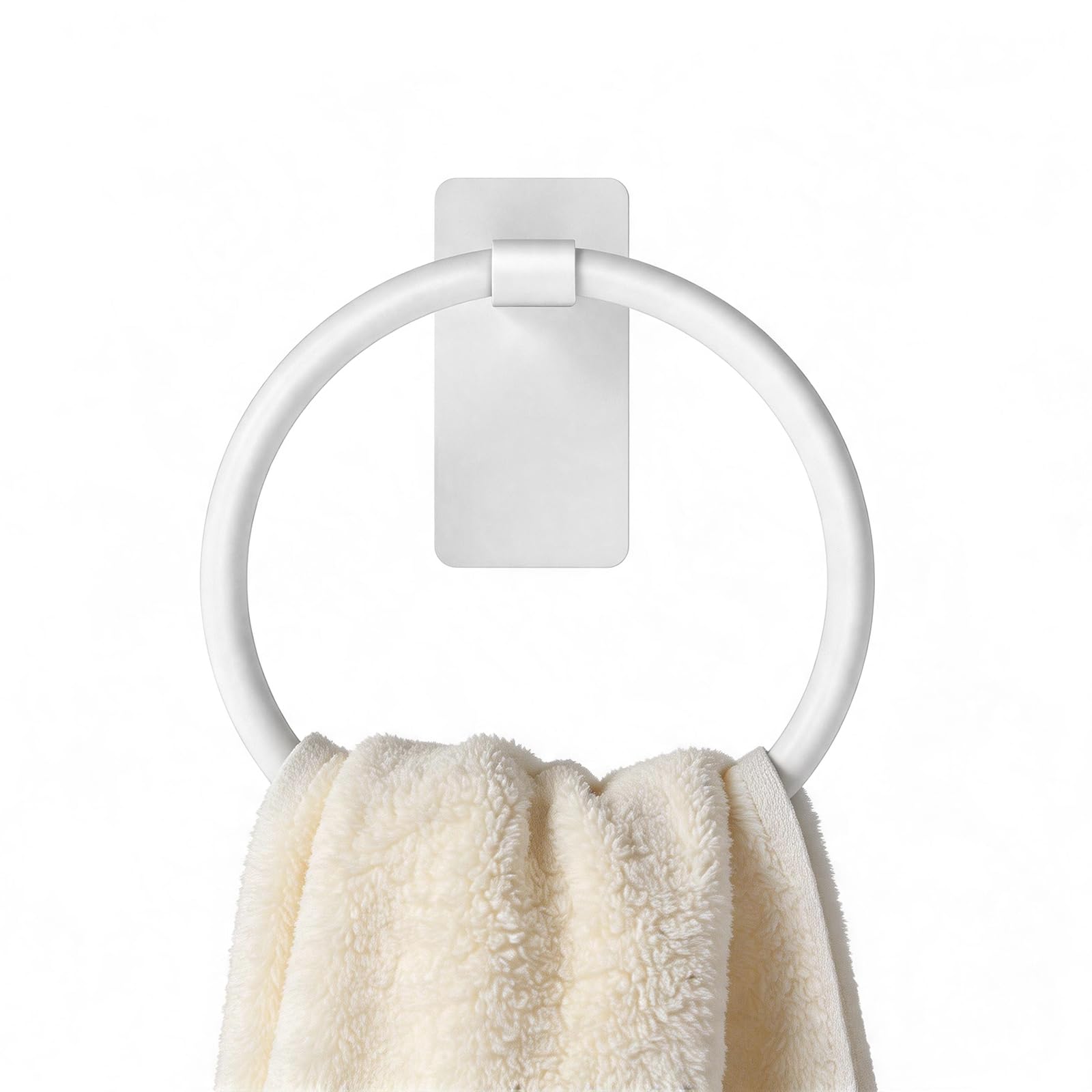 STWWO Hand Towel Holder for Bathroom, Brushed Nickel Towel Ring Adhesive