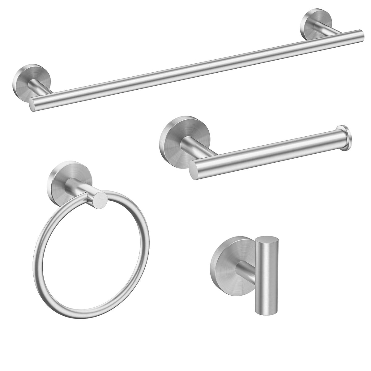 USHOWER 4PCS Matte Black Bathroom Accessories Set, 24-Inch Towel Bar Set