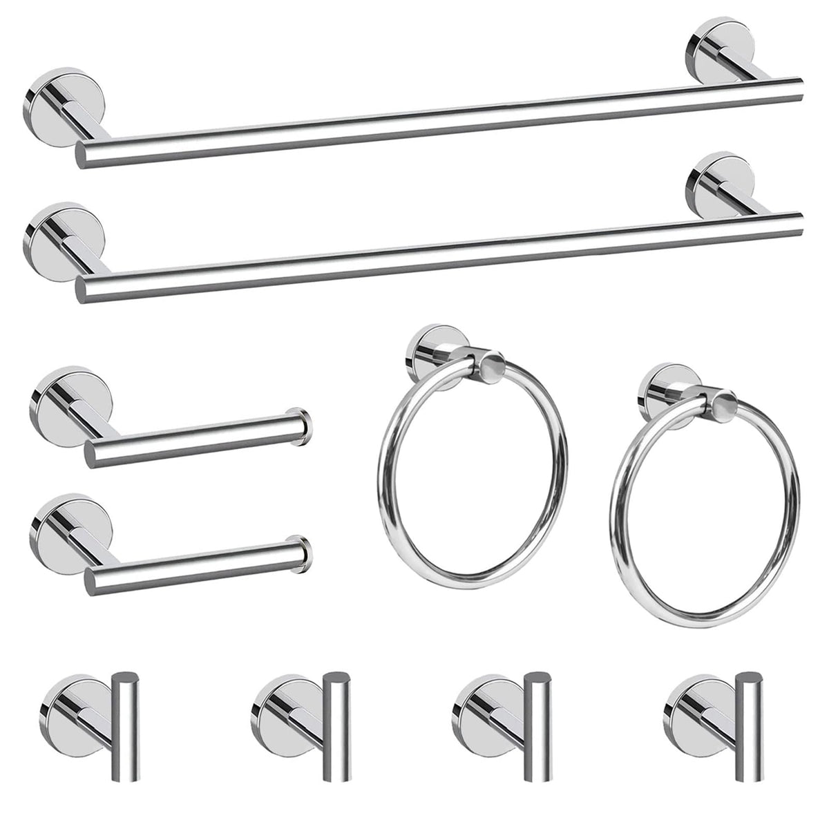 Cilee 10 Piece Brushed Nickel Bathroom Hardware Set, 24" 16" Towel Bar Set