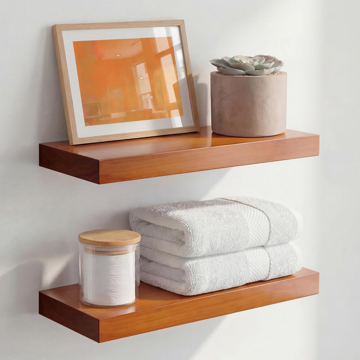 Homeforia 24 Inch Floating Shelves, High-End Solid Pine Wood, Set of 2