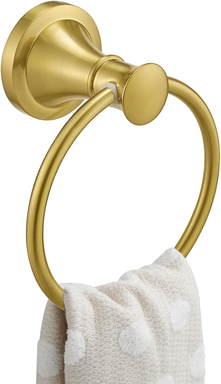 BESy Towel Ring, Bathroom Hand Towel Holder Wall Mounted Brushed Gold