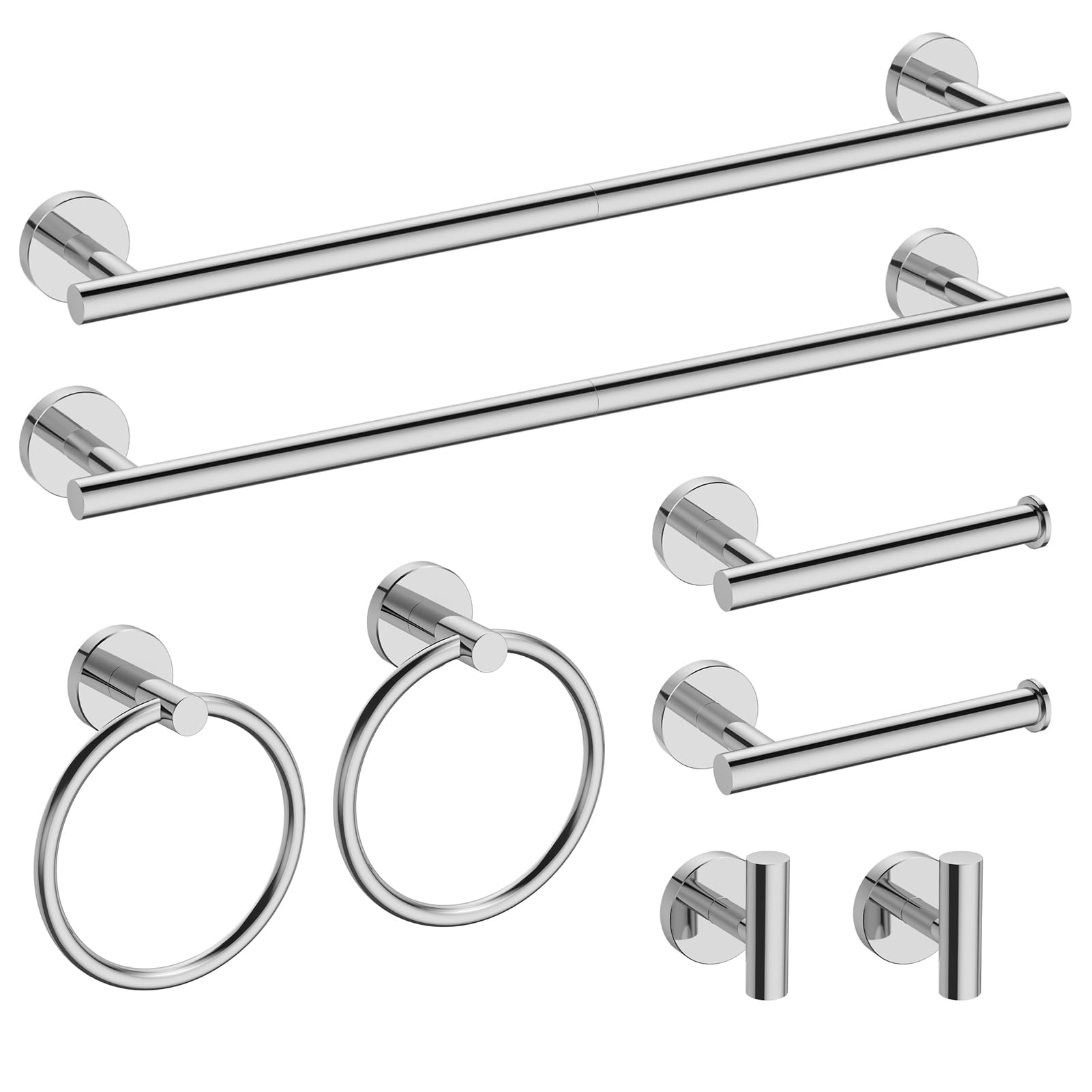 USHOWER 4PCS Matte Black Bathroom Accessories Set, 24-Inch Towel Bar Set