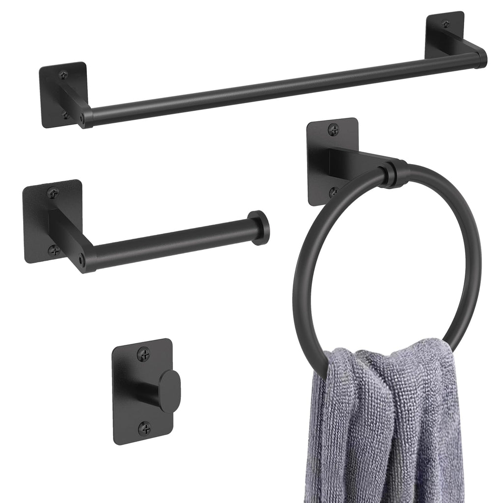 KLJKPA Black Bathroom Accessories Set, 4-Piece Bathroom Hardware Set