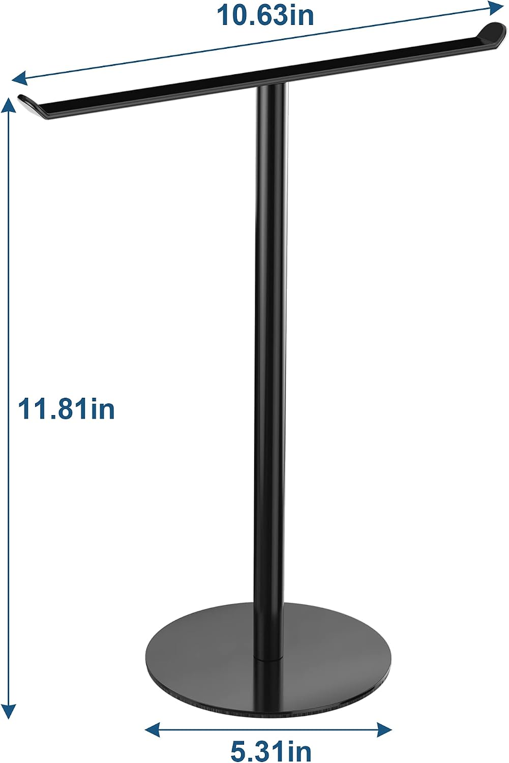 Black T-Shaped Hand Towel Holder Stand for Countertops, Stainless Steel