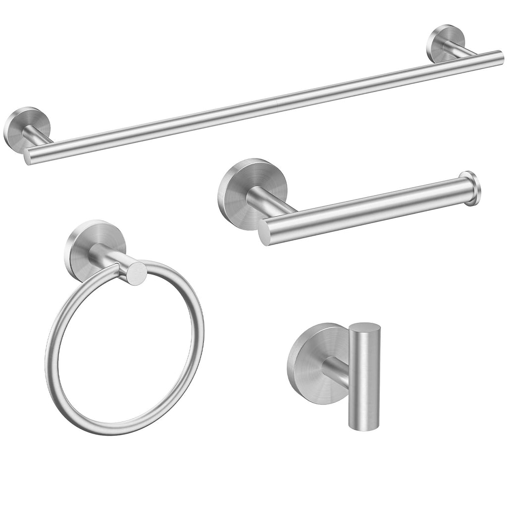 USHOWER 4PCS Matte Black Bathroom Accessories Set, 24-Inch Towel Bar Set