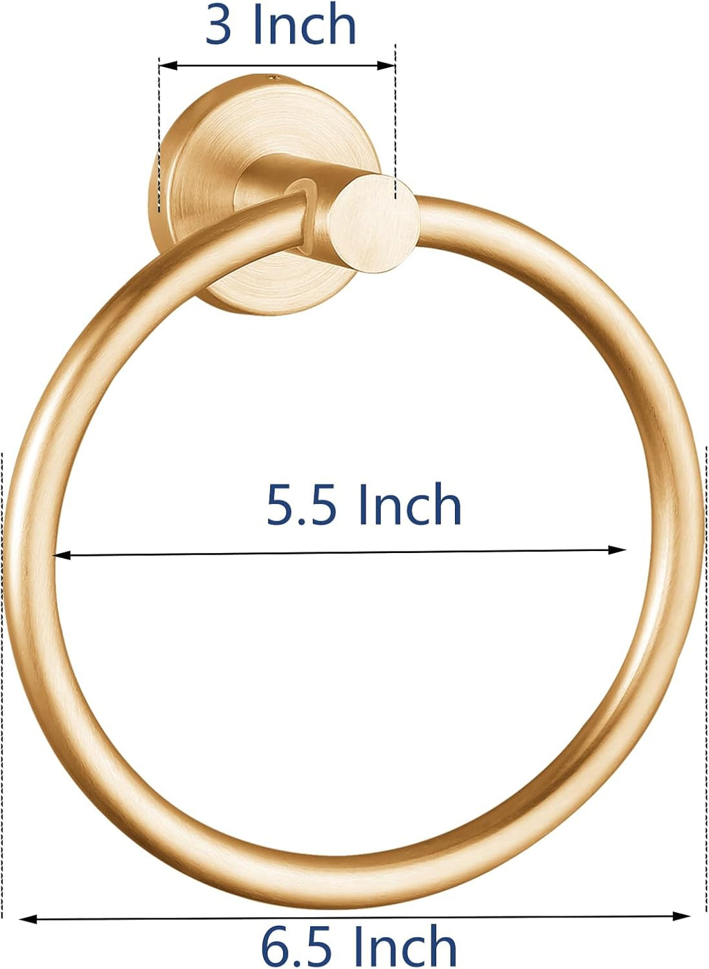 Towel Ring, Bathroom Hardware Accessories, Wall-Mounted Towel Ring, Simple Round Stainless Steel Towel Rack, for Bathroom and Kitchen (Gold)
