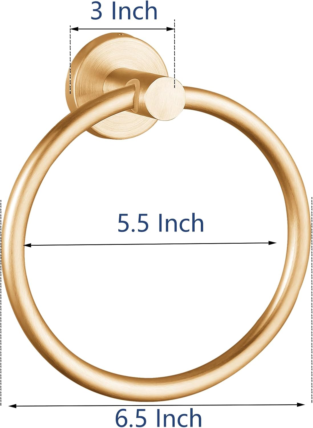 Towel Ring, Bathroom Hardware Accessories, Wall-Mounted Towel Ring, Simple Round Stainless Steel Towel Rack, for Bathroom and Kitchen (Gold)