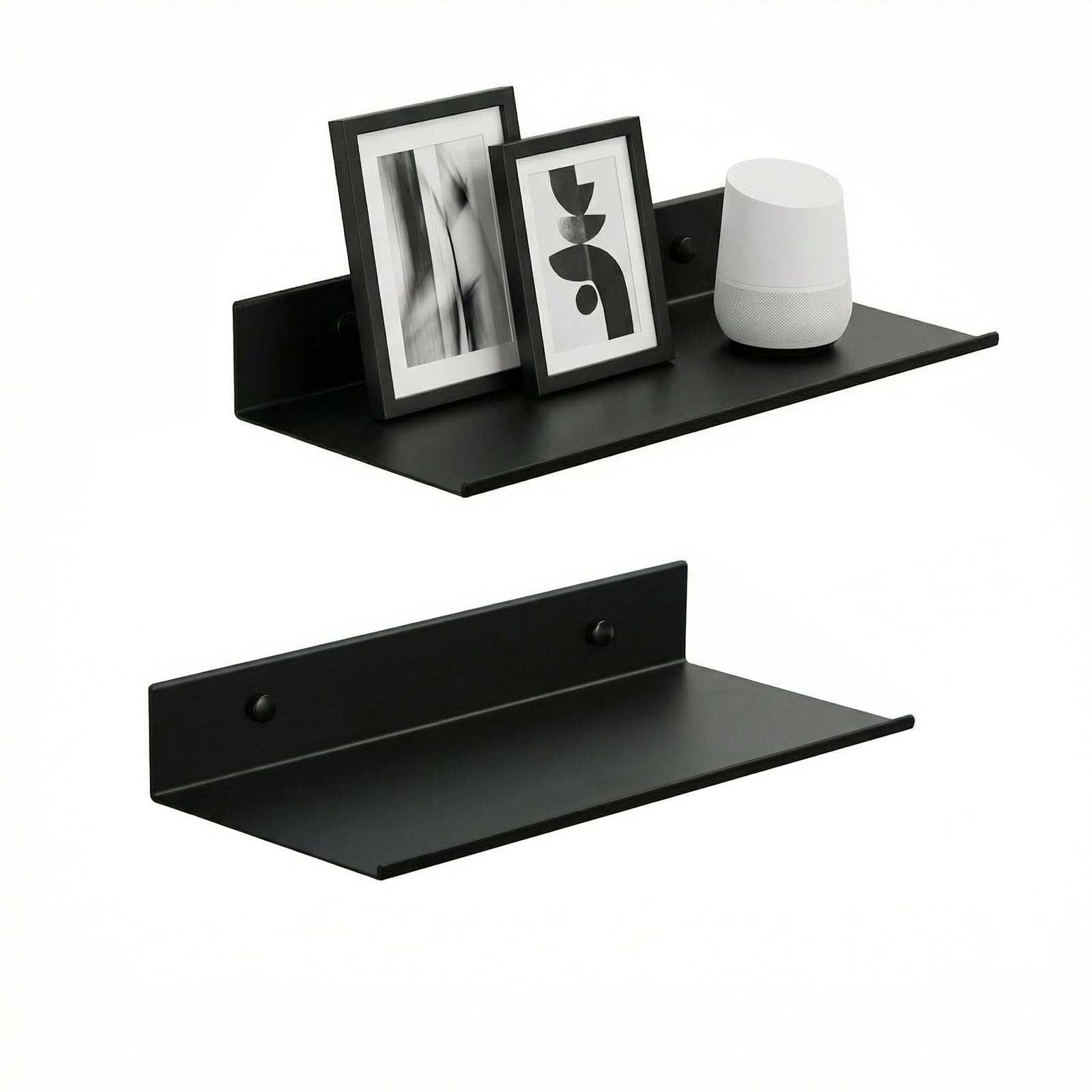 Z metnal Bathroom Shelf, Floating Shelves, Metal Display Wall Shelf, Aluminum, Wall Mounted, Matt Black,16 inch, 2 Pack