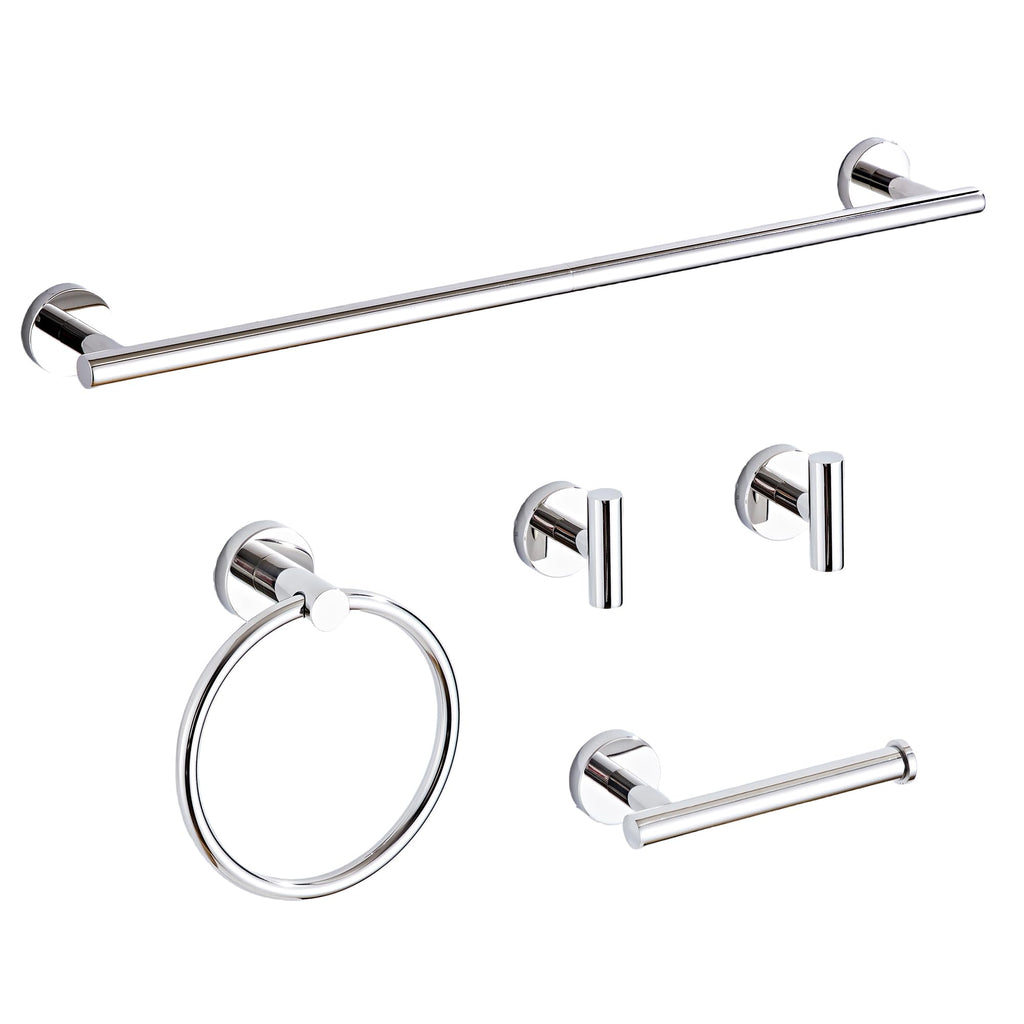 Brushed Gold Bathroom Hardware Set 5 Piece with Towel Racks for Bathroom, SUS304 Stainless Steel Bath Towel Bar Set, 24 Inch Wall Mounted Accessories Kit…
