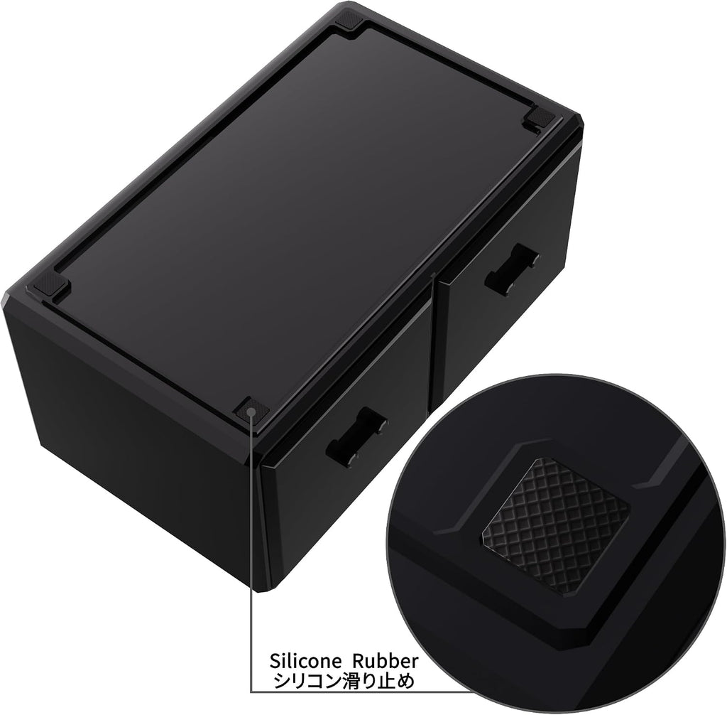 READAEER Makeup Organizer 3 Pieces Cosmetic Storage Case with 6 Drawers (Black)
