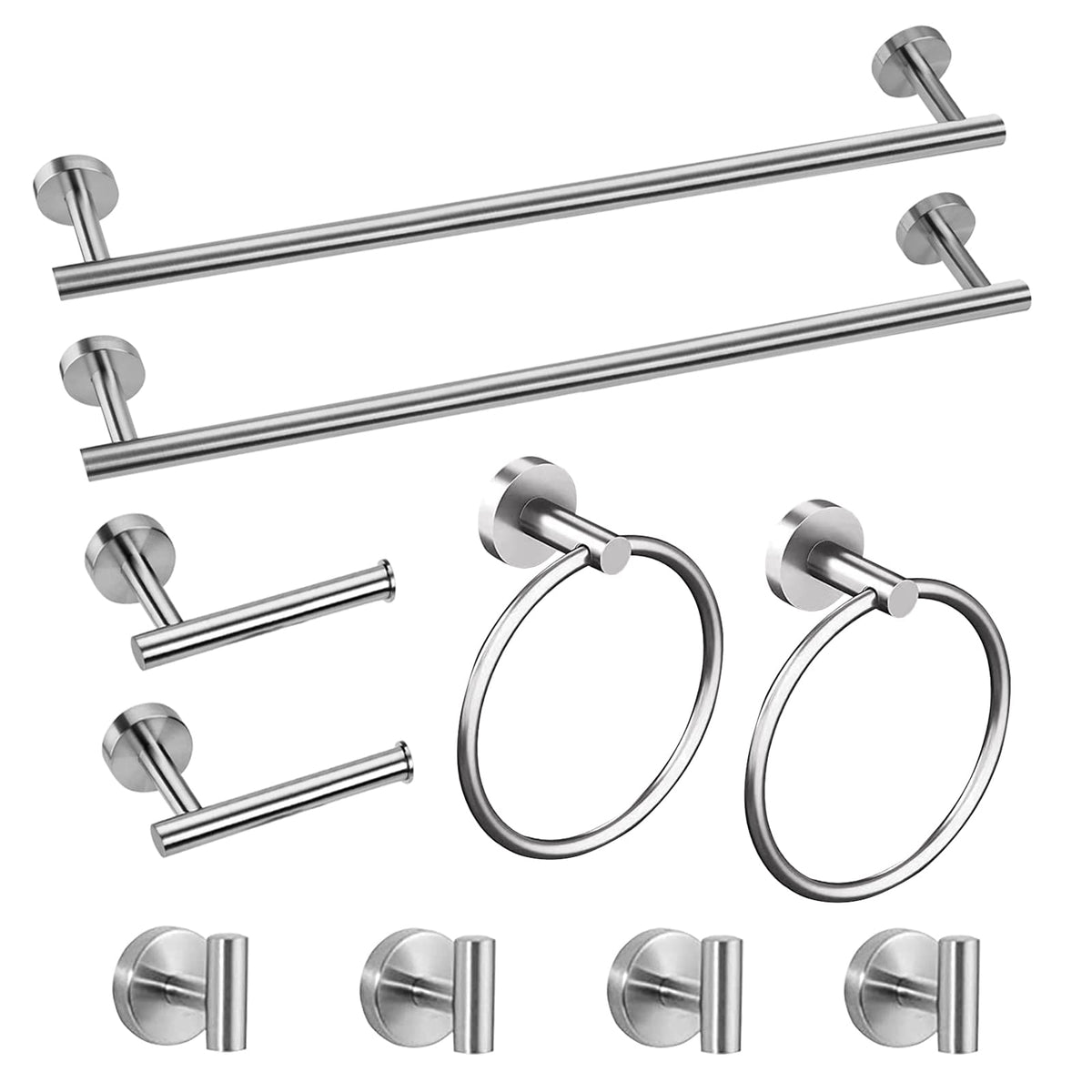 Cilee 10 Piece Brushed Nickel Bathroom Hardware Set, 24" 16" Towel Bar Set