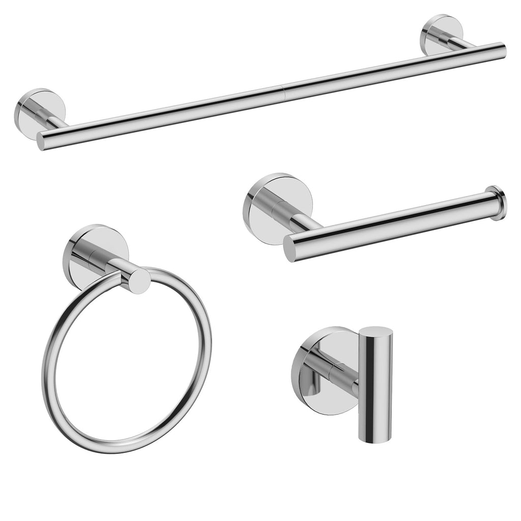 USHOWER 4PCS Matte Black Bathroom Accessories Set, 24-Inch Towel Bar Set