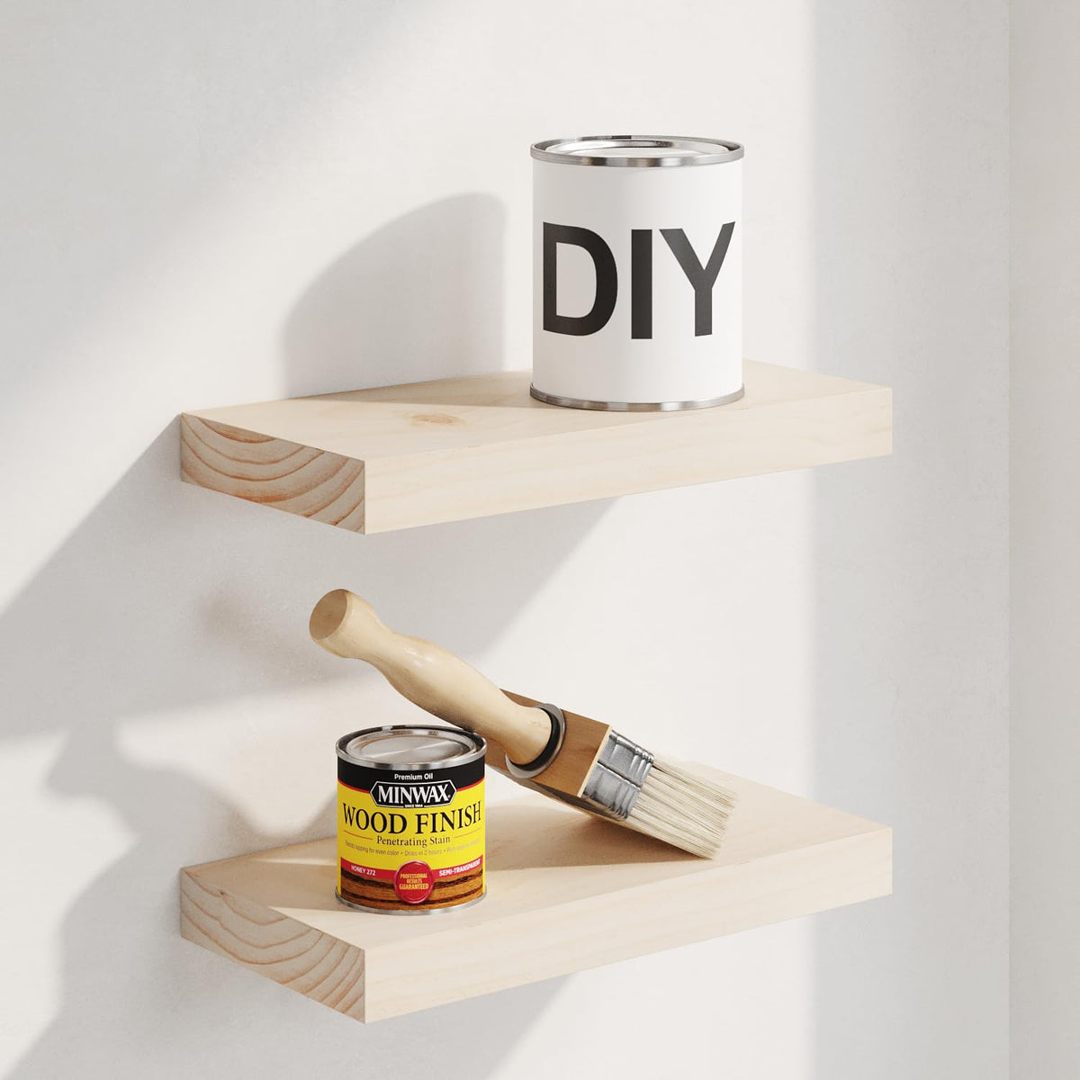 Homeforia 24 Inch Floating Shelves, High-End Solid Pine Wood, Set of 2