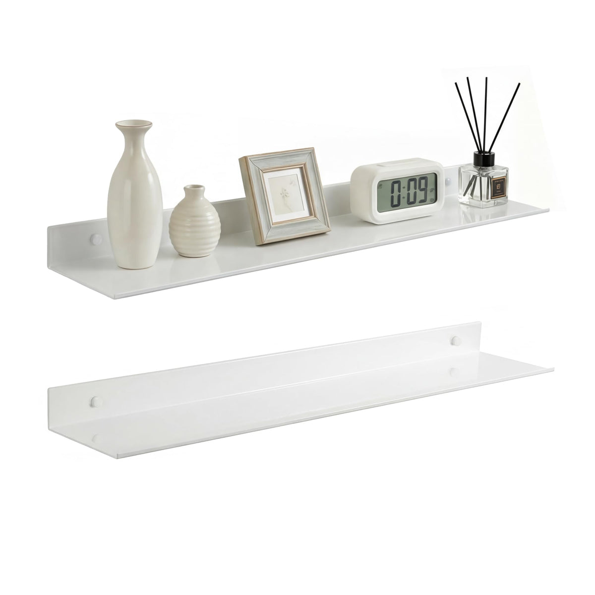 Z metnal Bathroom Shelf, Floating Shelves, Metal Display Wall Shelf, Aluminum, Wall Mounted, Matt Black,16 inch, 2 Pack