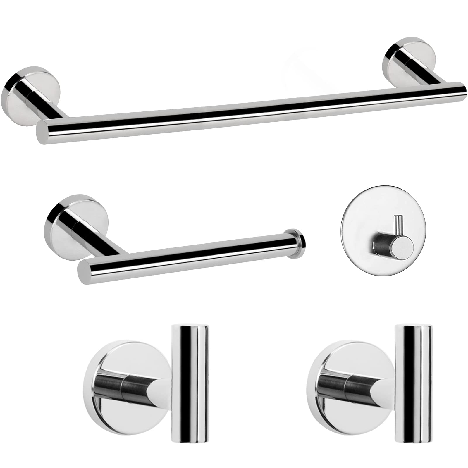 NearMoon Bathroom Hardware Set SUS 304 Thicken Stainless Steel-Towel Bar Set Include 16" Towel Rod, Toilet Paper Holder, Multifunctional Hooks Bathroom Accessories (Brushed Nickel, 5 Pcs)