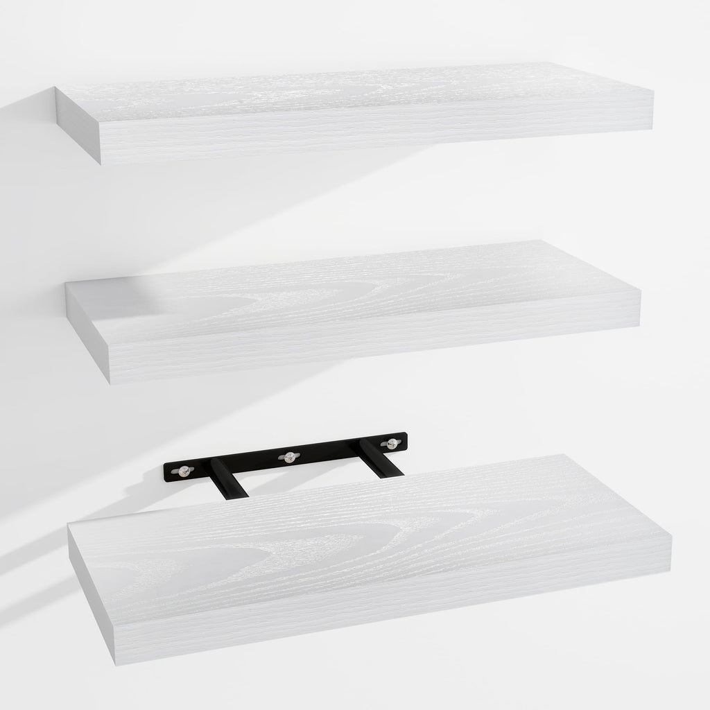 Venusmiles Bathroom Floating Shelves for Wall, 15" Wall Mounted Shelves with Invisible Brackets, 4 Small Wood Floating Wall Shelf Shelves for Living Room, Bedroom, Kitchen, Bathroom (Oak)