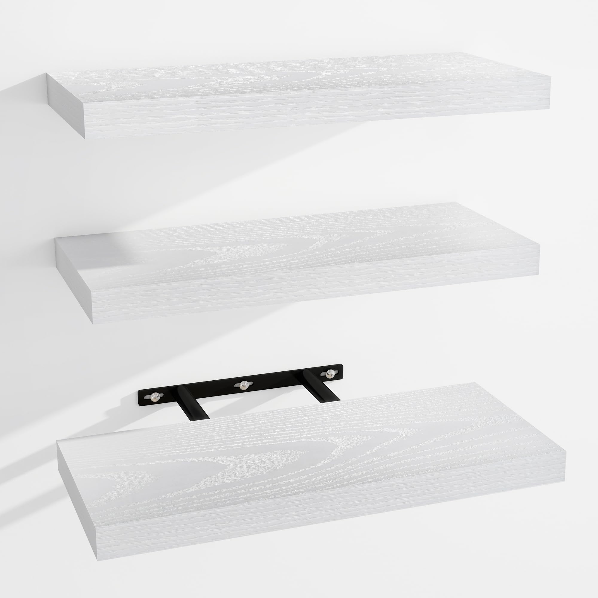 Venusmiles Bathroom Floating Shelves for Wall, 15" Wall Mounted Shelves with Invisible Brackets, 4 Small Wood Floating Wall Shelf Shelves for Living Room, Bedroom, Kitchen, Bathroom (Oak)