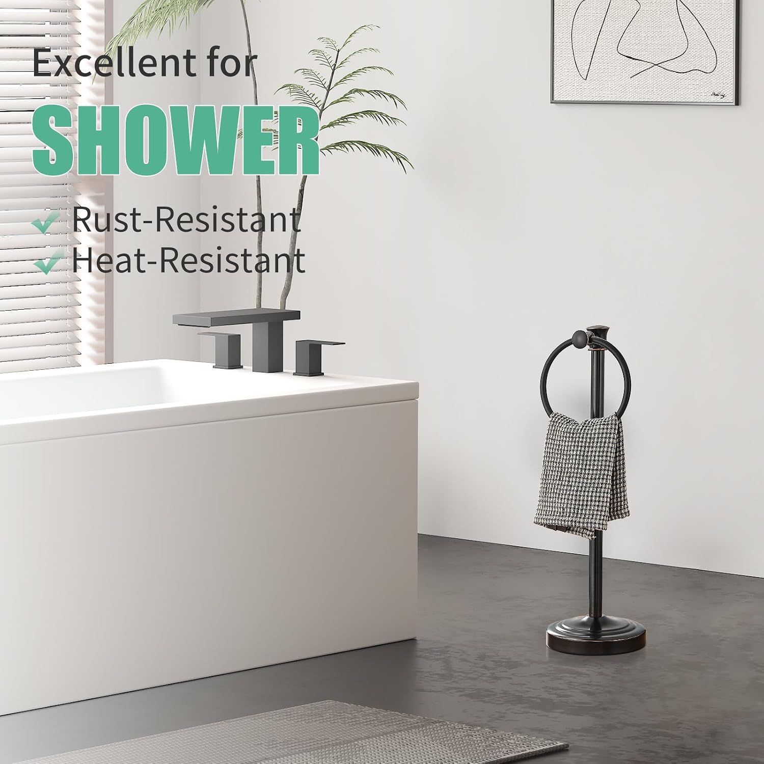 Hoimpro Hand Towel Holder Stand Free Standing Towel Bar Oil Rubbed Bronze