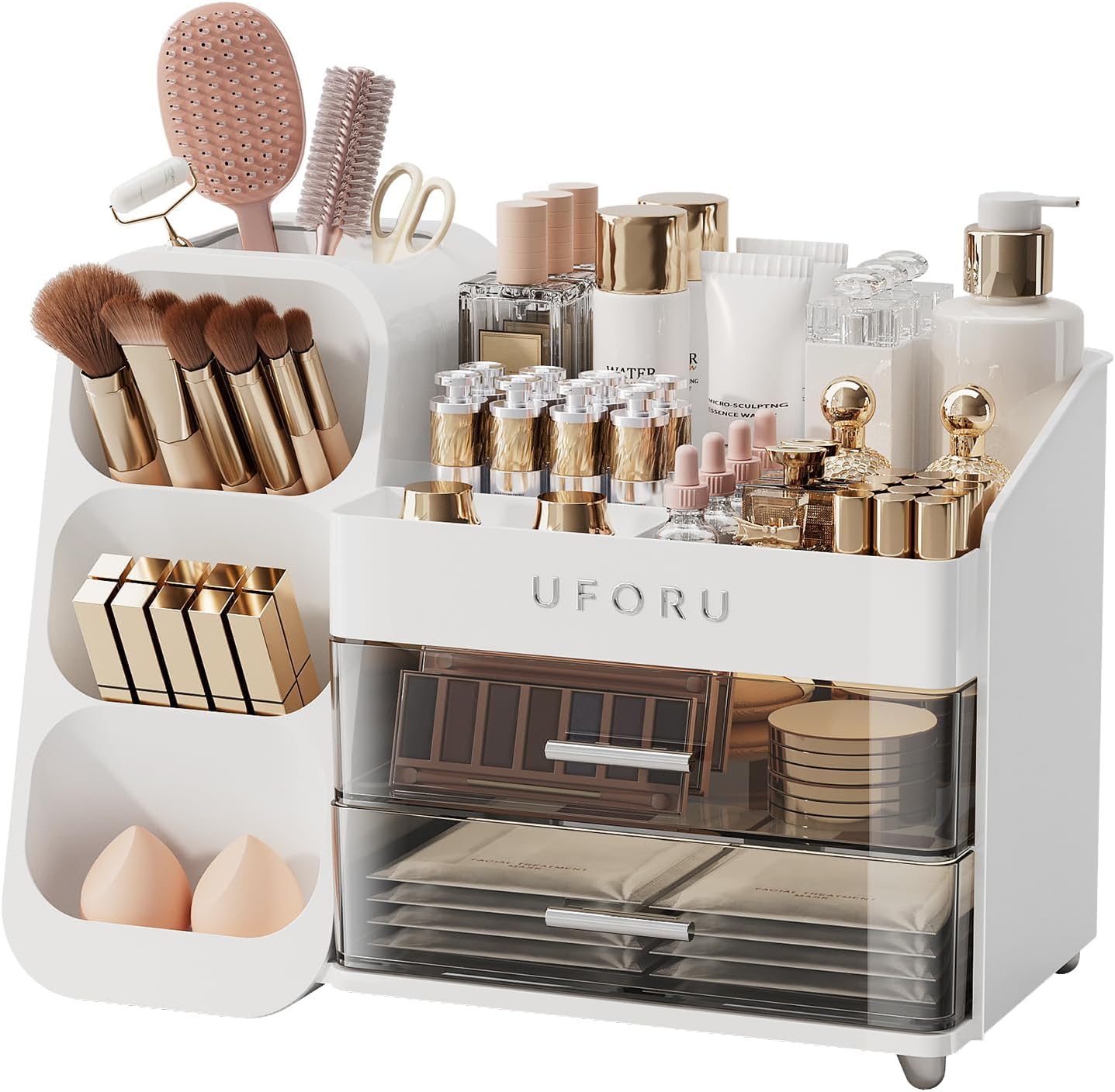 UFORU Makeup Organizer Countertop with Brush Holder for Vanity Bathroom