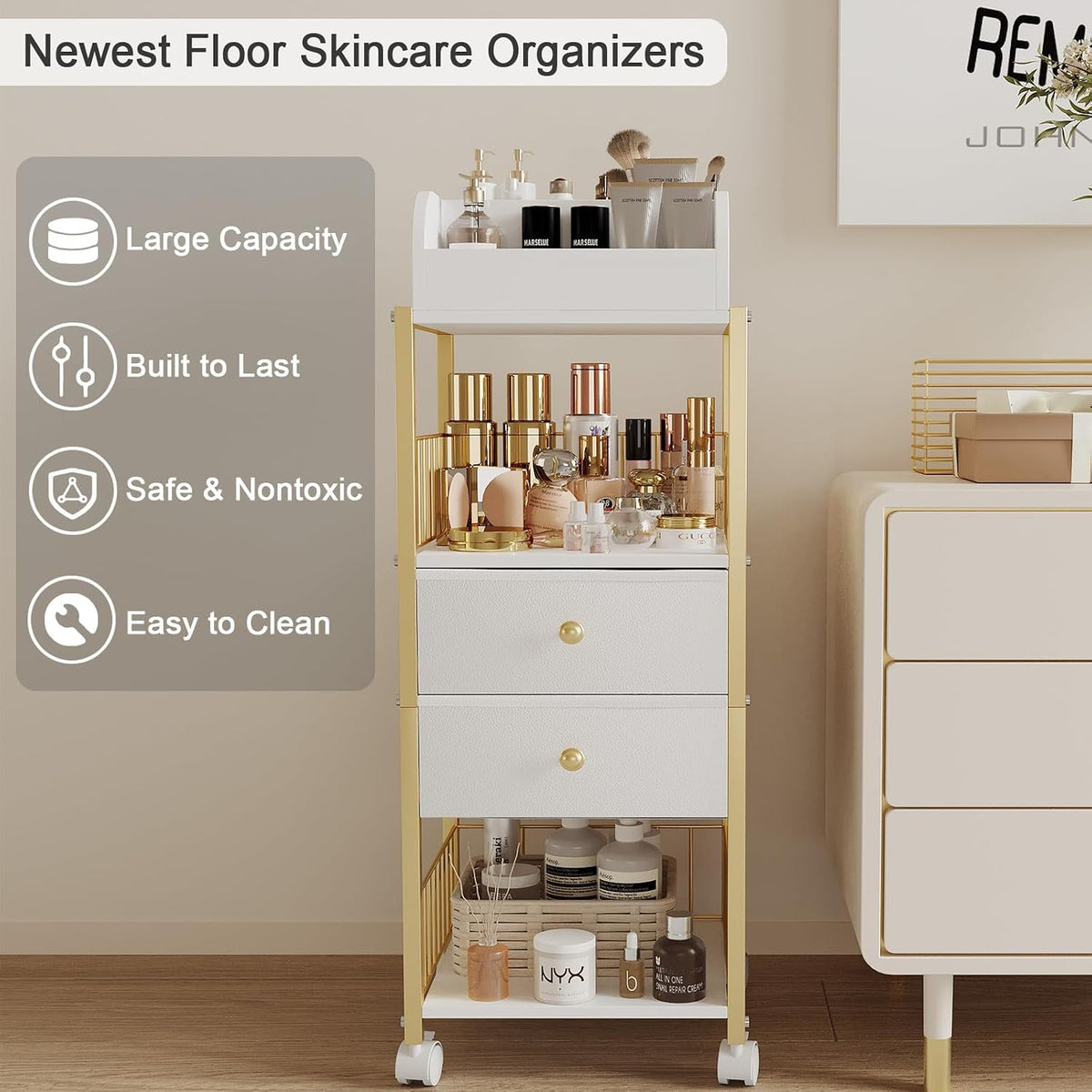 Makeup Organizer Storage Cart with Drawers Large Skincare organizers