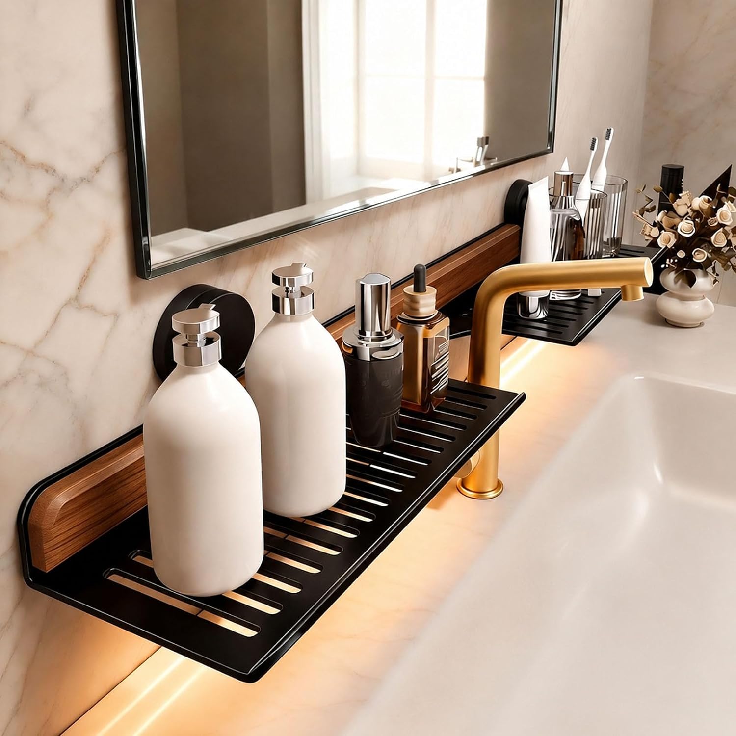 Bathroom Over Sink Shelf, 15.7 Inch No Drill Sink Organizer