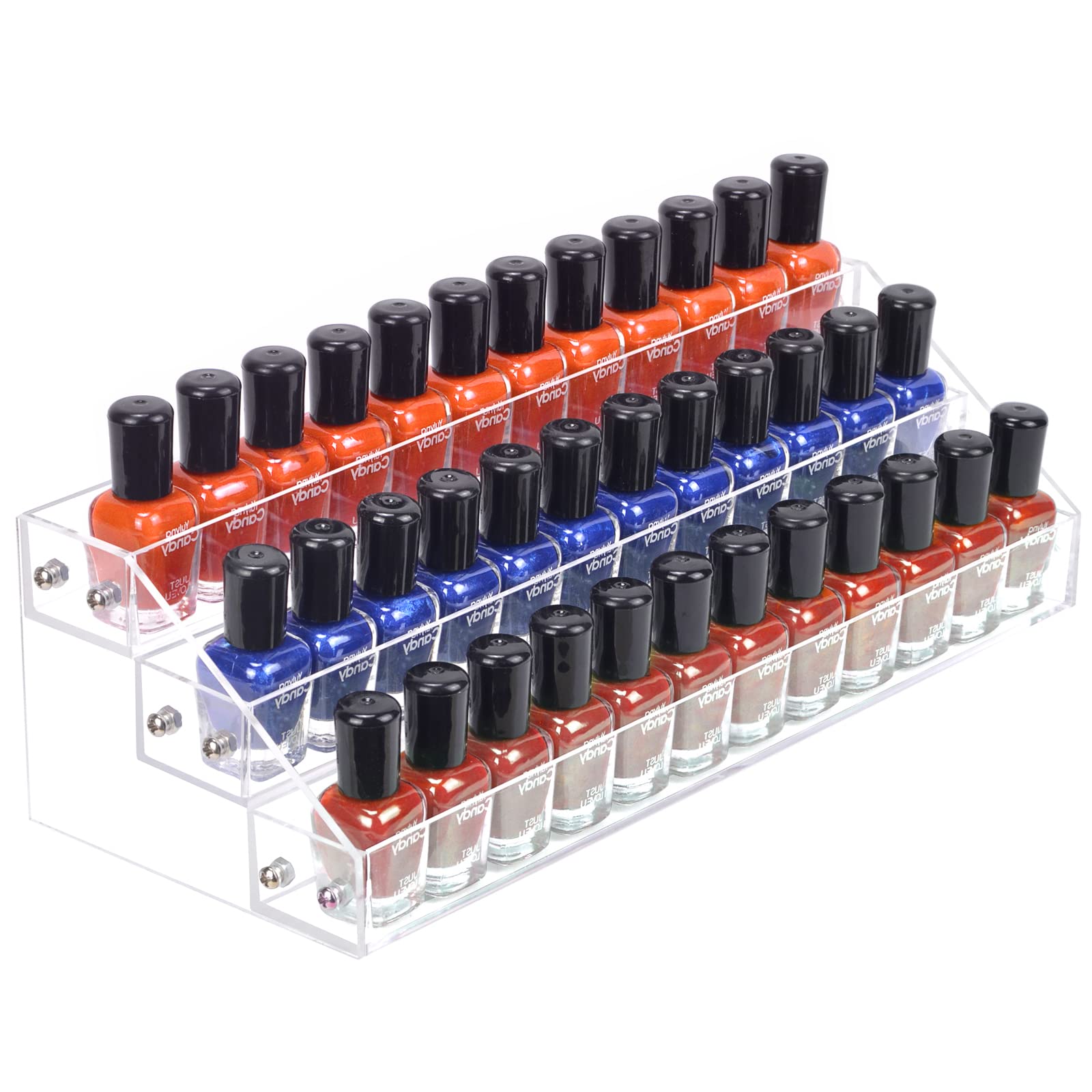 BTremary Clear Nail Polish Paint Organizer Holder Rack Shelf 6 Tier Acrylic Tattoo Ink Essential Oil Display Stand Holds Up to 48-96 Bottles for Table (Fit 1-2oz Bottles)