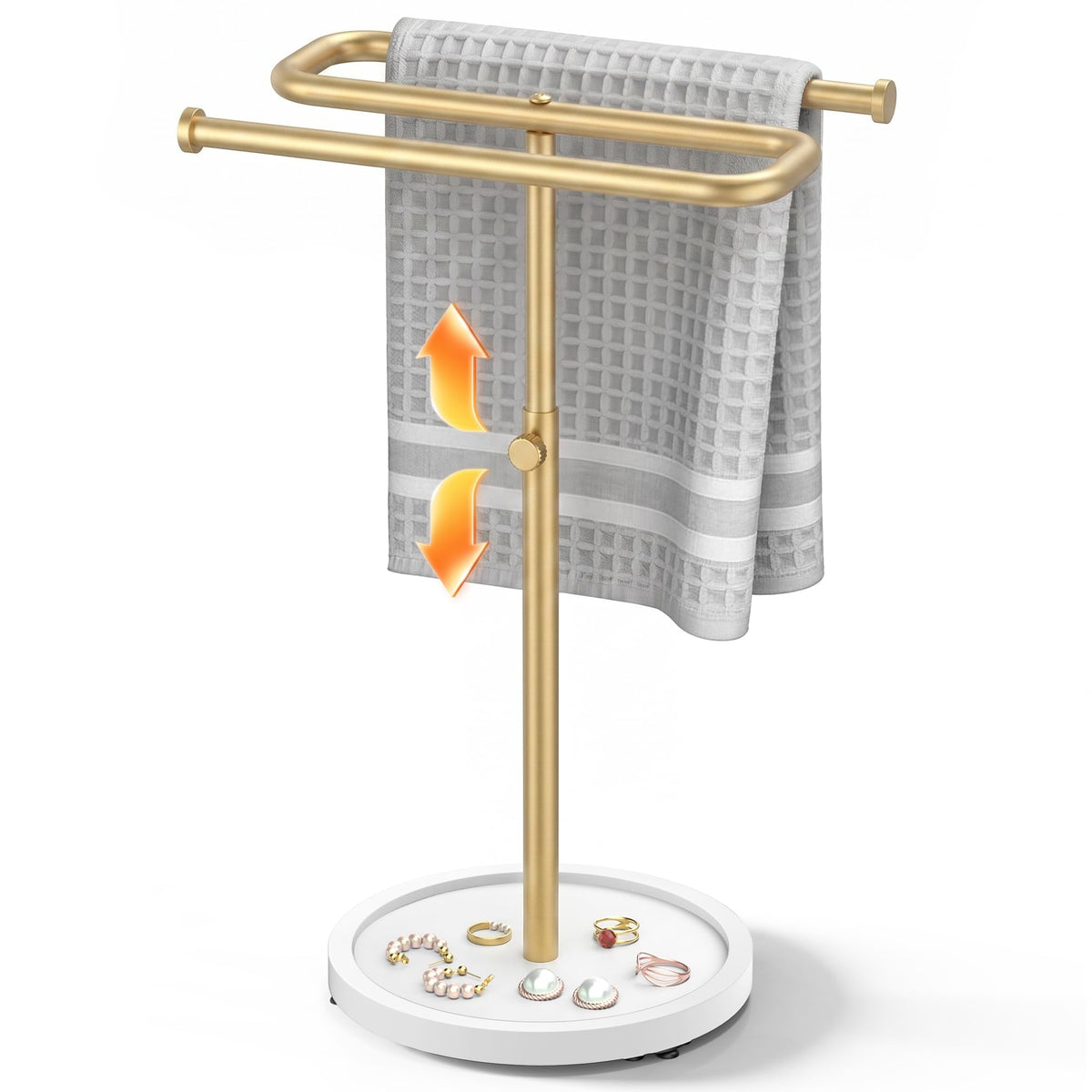 Aetyord S-Shape Countertop Towel Holder - Height Adjustable for Bathroom/Kitchen/RV | Rustproof Metal & Wood Base All Black