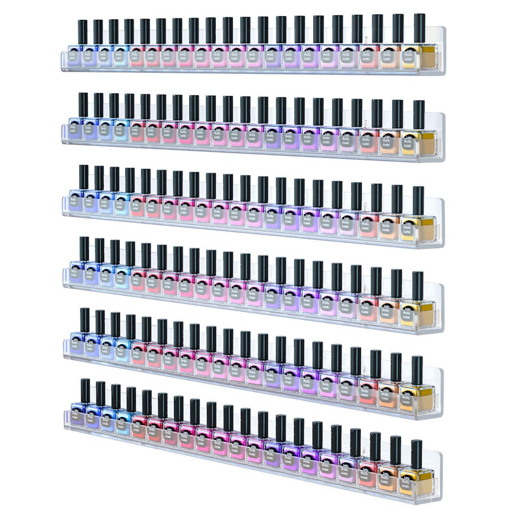 FEMELI Nail Polish Wall Rack, 6 Shelves Acrylic Organizer (15 Inch, Clear)