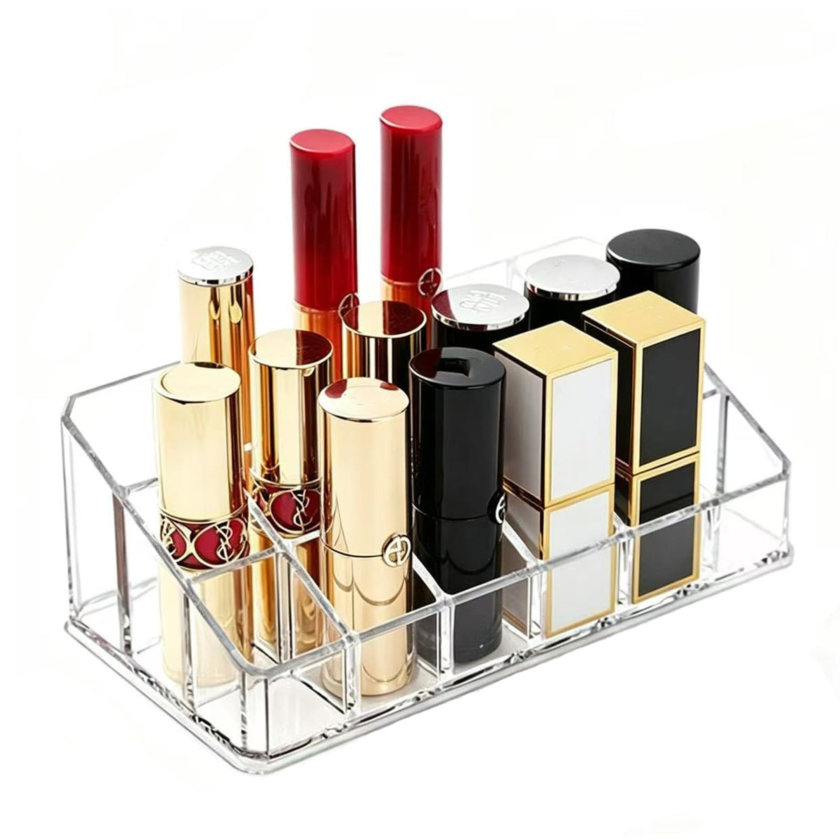 Clear Acrylic Lipstick Organizer Makeup Nail Brush Eyeliner Lip Liner Holder 26 Spaces Cosmetic Display Case