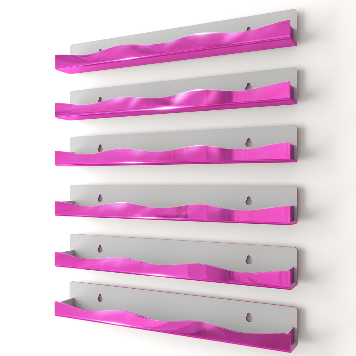 YMVV Wall-Mounted Nail Polish Organizer Rack - 15-Inch Gold Mirror Finish Nail Polish Shelf, Makeup & Beauty Essentials Storage - Multi-Purpose Display Holder for Small Space, Vanity Bathroom, 6 Pack