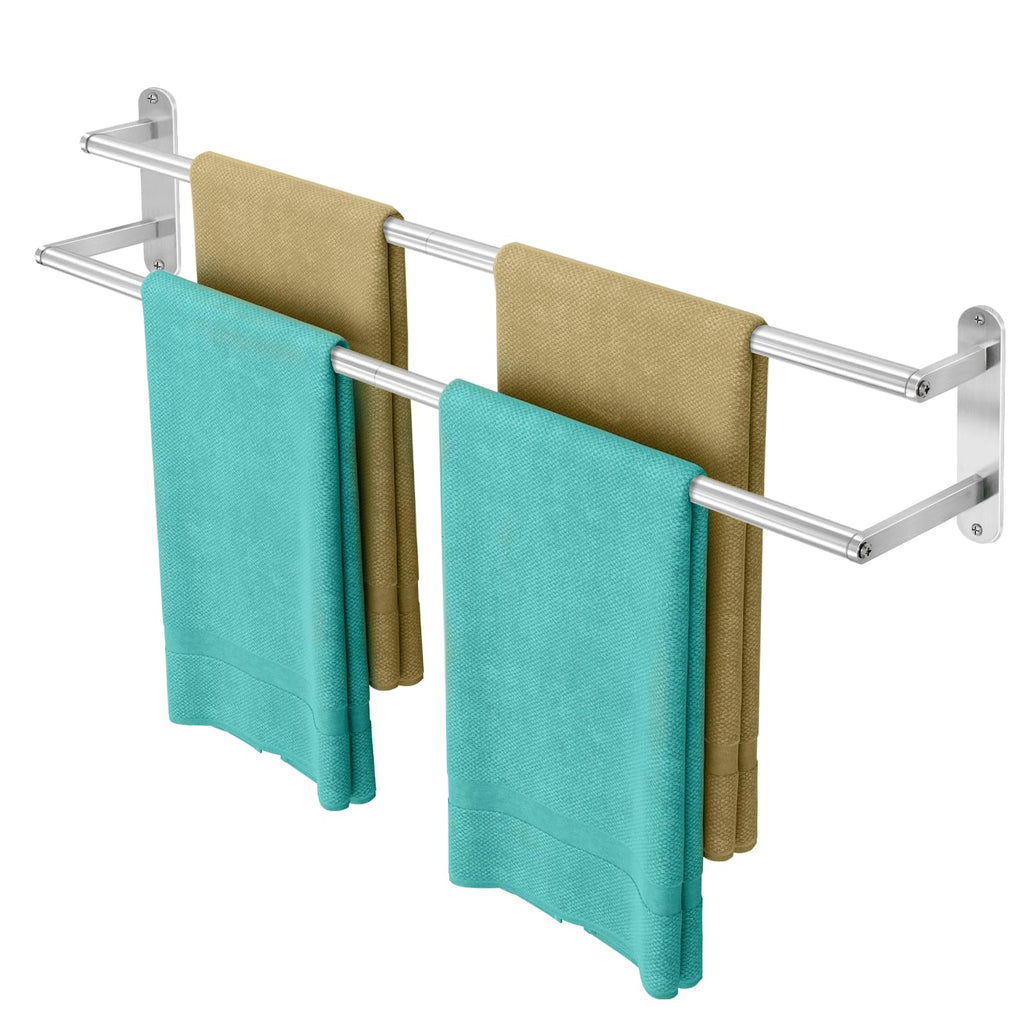Towel Rack for Bathroom, Double Towel Bar 24Inch, Stainless Steel Bathroom Towel Holder, Double Towel Hanger Wall Mounted Towel Rod, Bathroom Towel Rack(Brushed Nickel)
