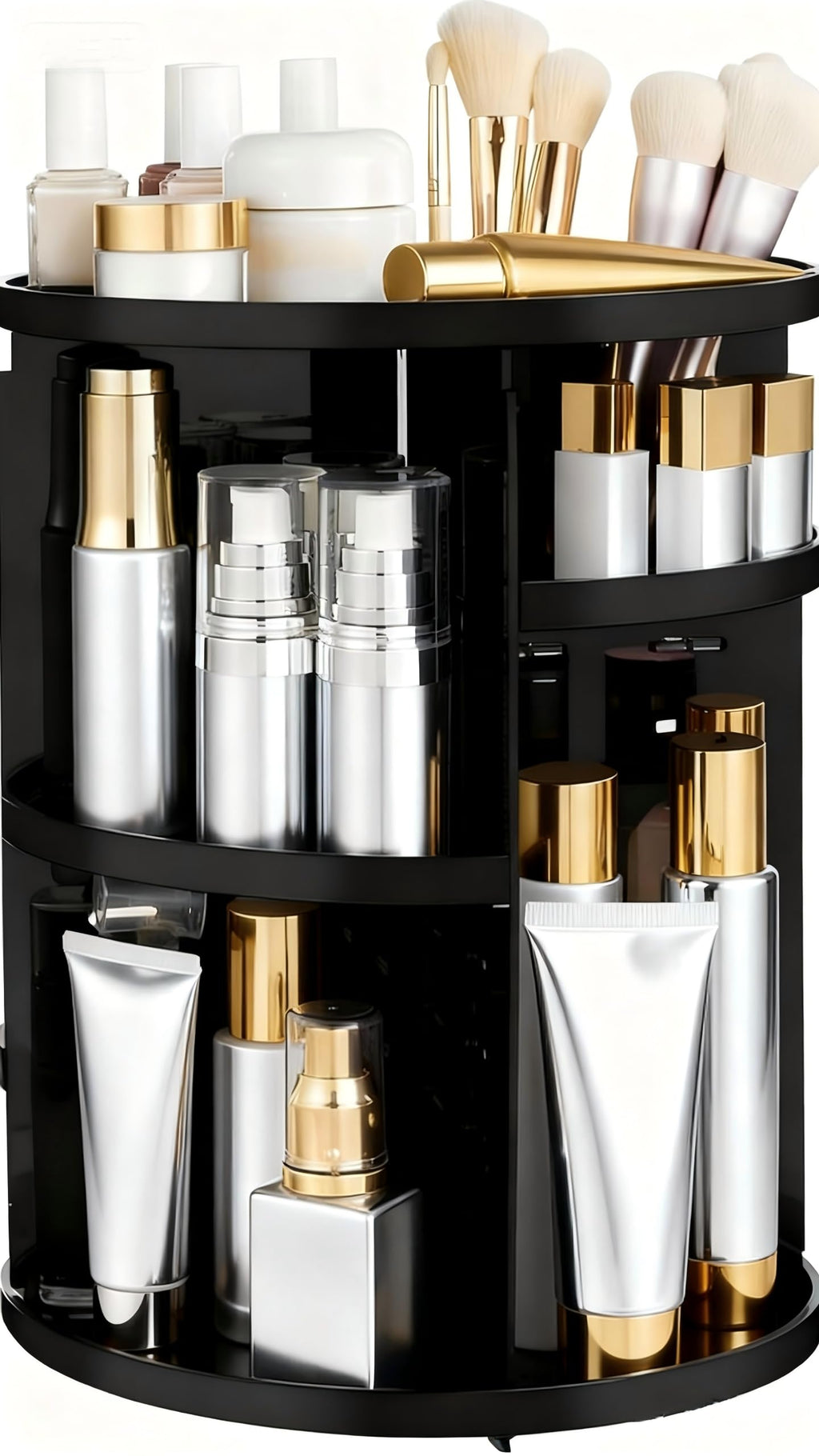 HBlife 360 Rotating Makeup Organizer Adjustable Carousel Large Capacity Revolving Perfume Organizer Skincare Organizers Cosmetic Storage Spinning Holder for Vanity, Clear